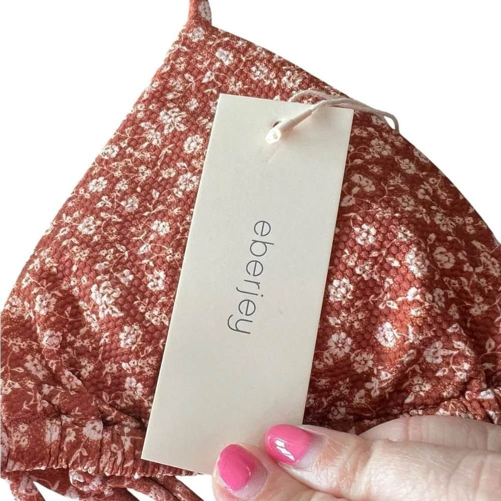 NWT Eberjey Women’s Garden Nessa Bikini Top in Redwood & Sand in size Small